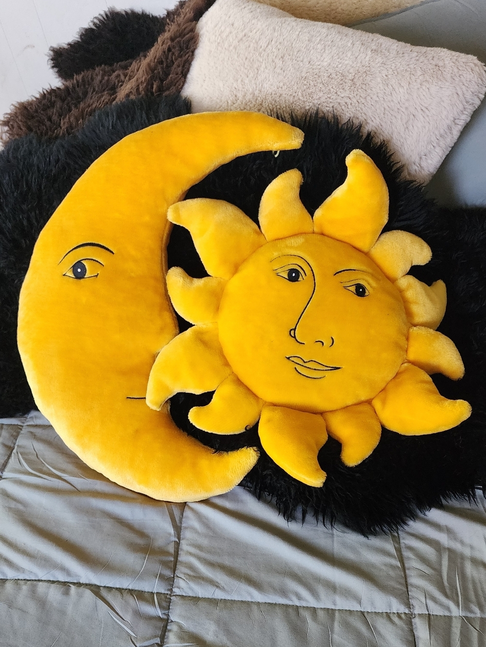 PAIR Sun and Moon Vintage Salamander Celestial Large Pillows Rare Collectible